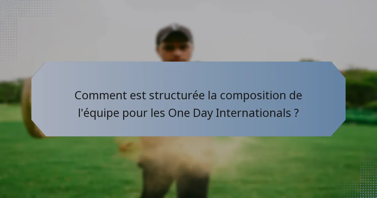 Comment est structurée la composition de l'équipe pour les One Day Internationals ?