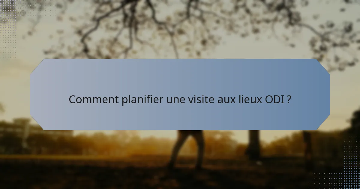 Comment planifier une visite aux lieux ODI ?