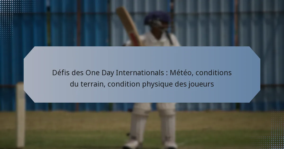 Défis des One Day Internationals : Météo, conditions du terrain, condition physique des joueurs