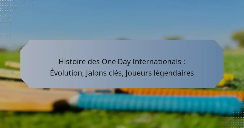 Histoire des One Day Internationals : Évolution, Jalons clés, Joueurs légendaires