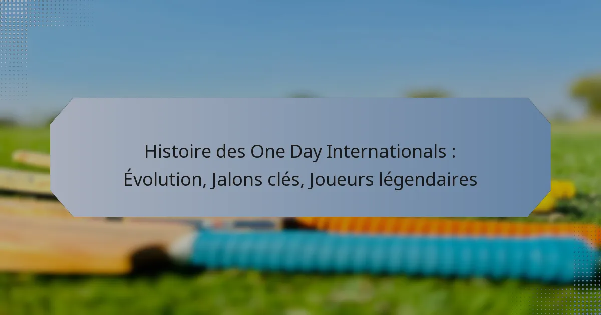 Histoire des One Day Internationals : Évolution, Jalons clés, Joueurs légendaires