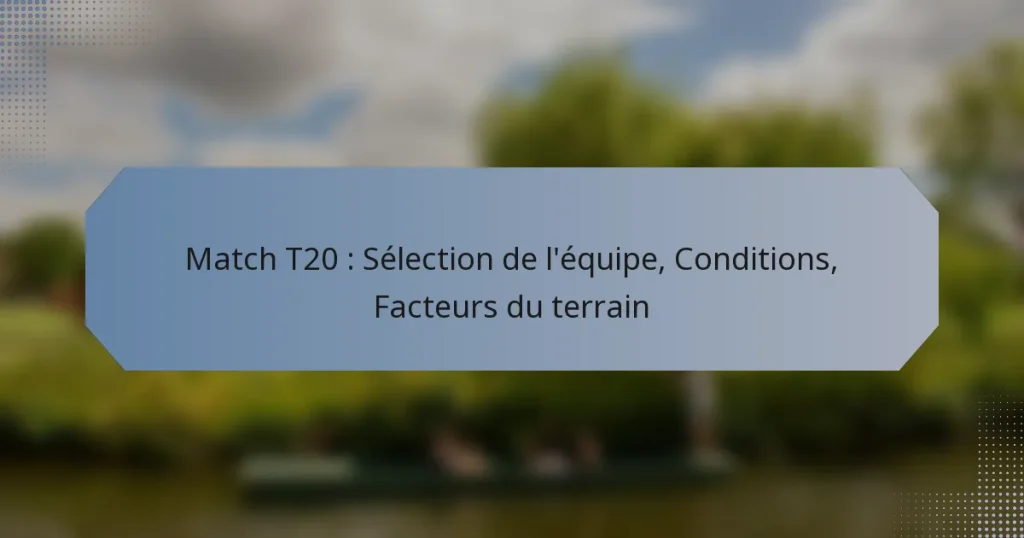 Match T20 : Sélection de l’équipe, Conditions, Facteurs du terrain