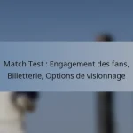 Match Test : Engagement des fans, Billetterie, Options de visionnage
