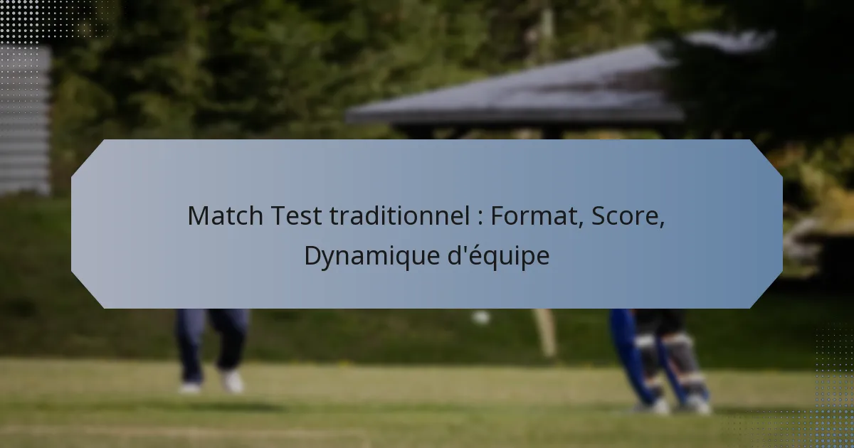 Match Test traditionnel : Format, Score, Dynamique d’équipe
