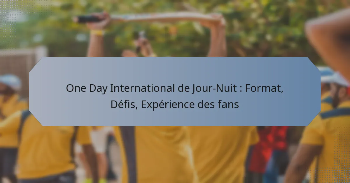 One Day International de Jour-Nuit : Format, Défis, Expérience des fans