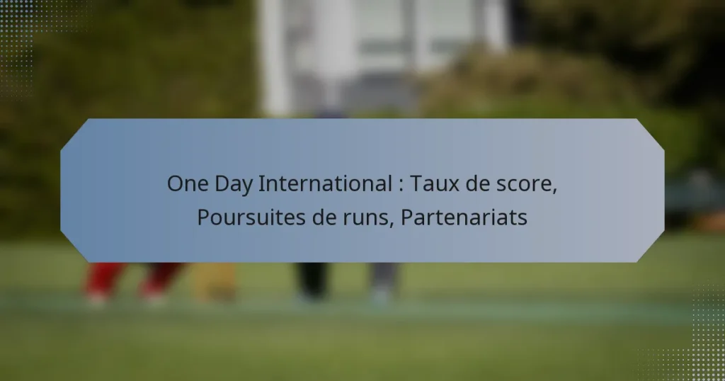 One Day International : Taux de score, Poursuites de runs, Partenariats