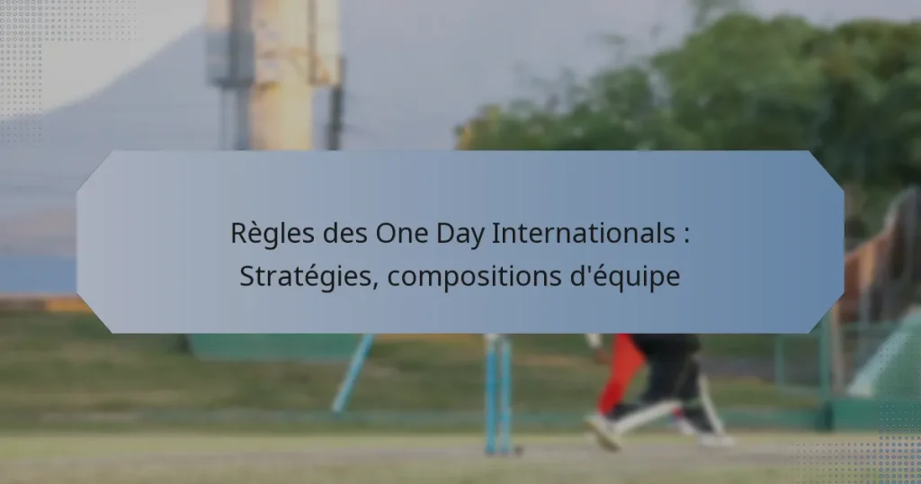 Règles des One Day Internationals : Stratégies, compositions d’équipe