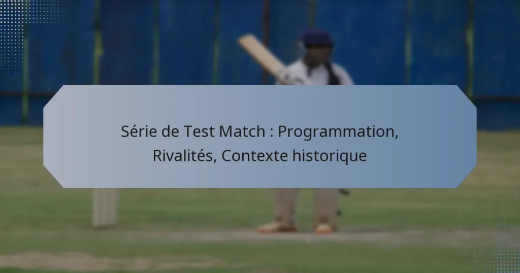 Série de Test Match : Programmation, Rivalités, Contexte historique