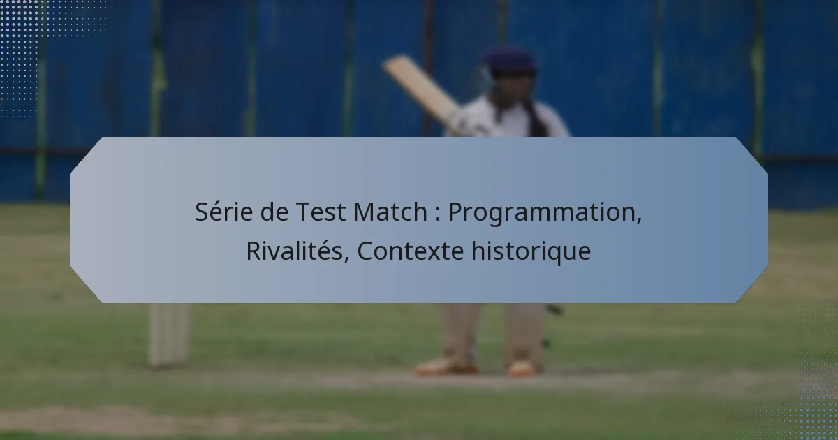 Série de Test Match : Programmation, Rivalités, Contexte historique
