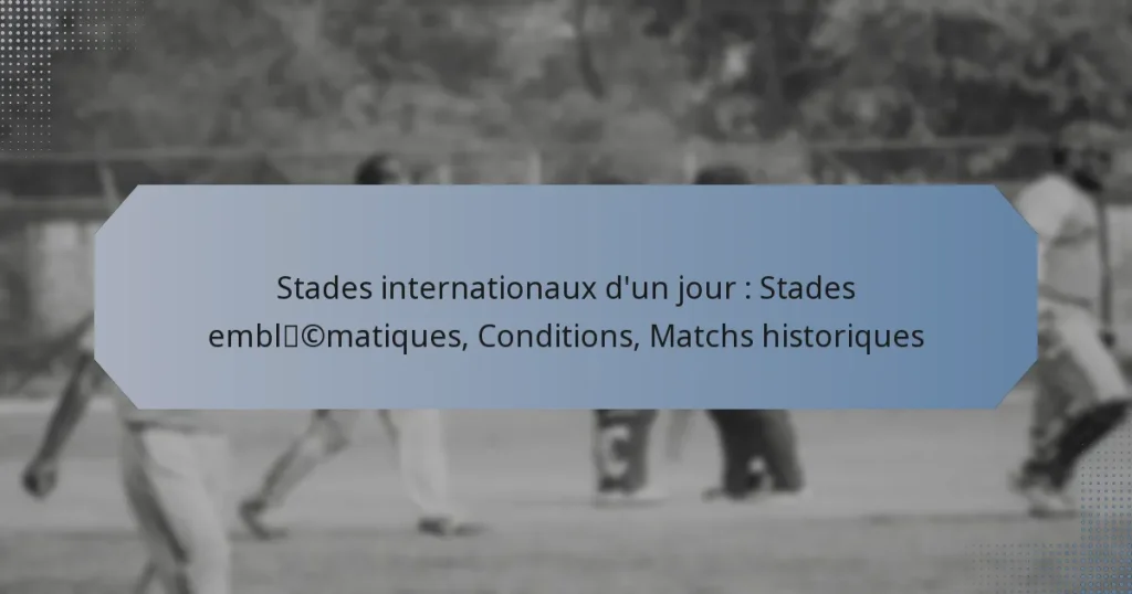 Stades internationaux d’un jour : Stades emblématiques, Conditions, Matchs historiques