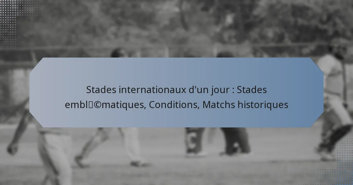 Stades internationaux d’un jour : Stades emblématiques, Conditions, Matchs historiques