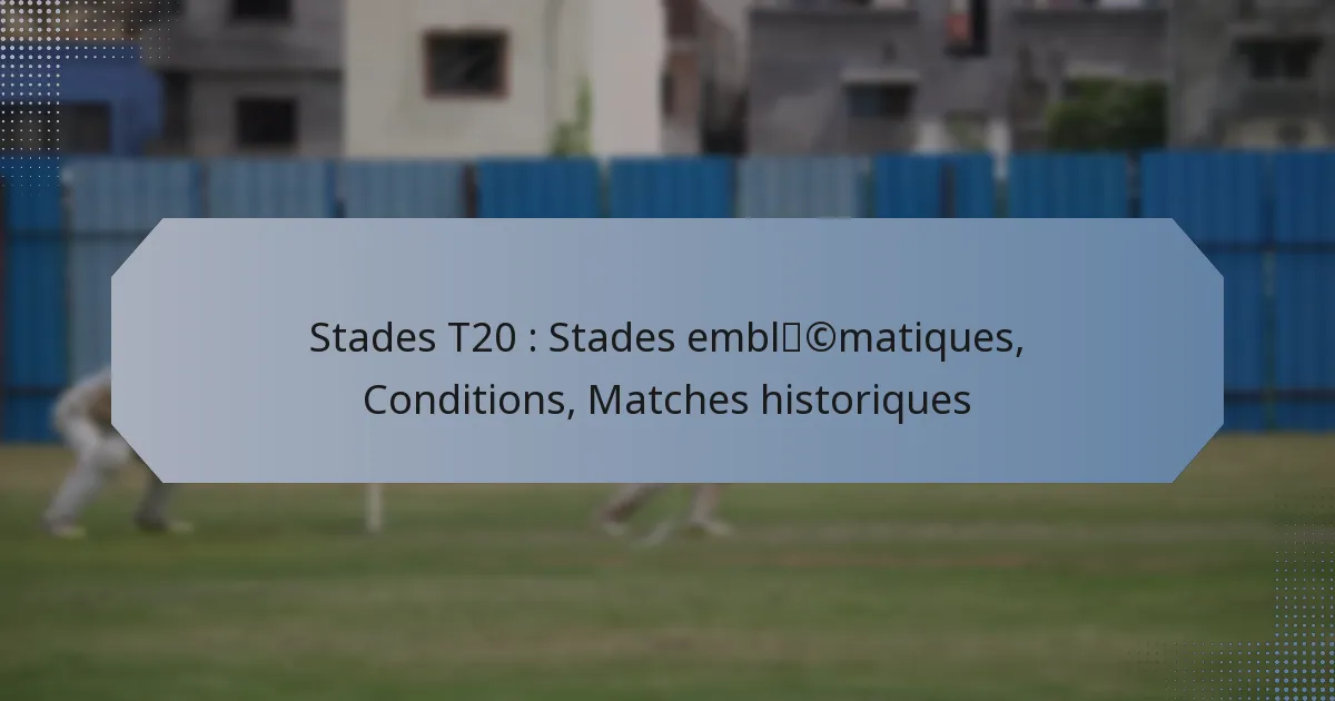 Stades T20 : Stades emblématiques, Conditions, Matches historiques