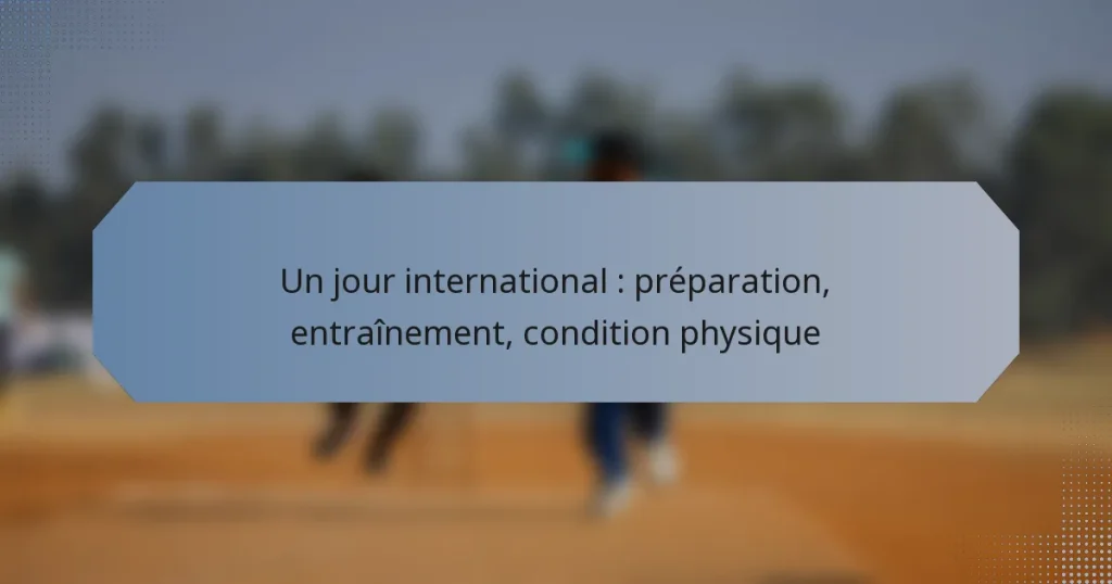 Un jour international : préparation, entraînement, condition physique