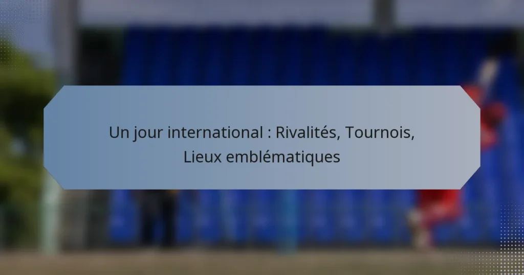 Un jour international : Rivalités, Tournois, Lieux emblématiques