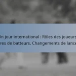 Un jour international : Rôles des joueurs, Ordres de batteurs, Changements de lanceurs