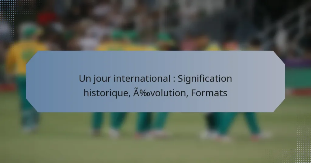 Un jour international : Signification historique, Évolution, Formats