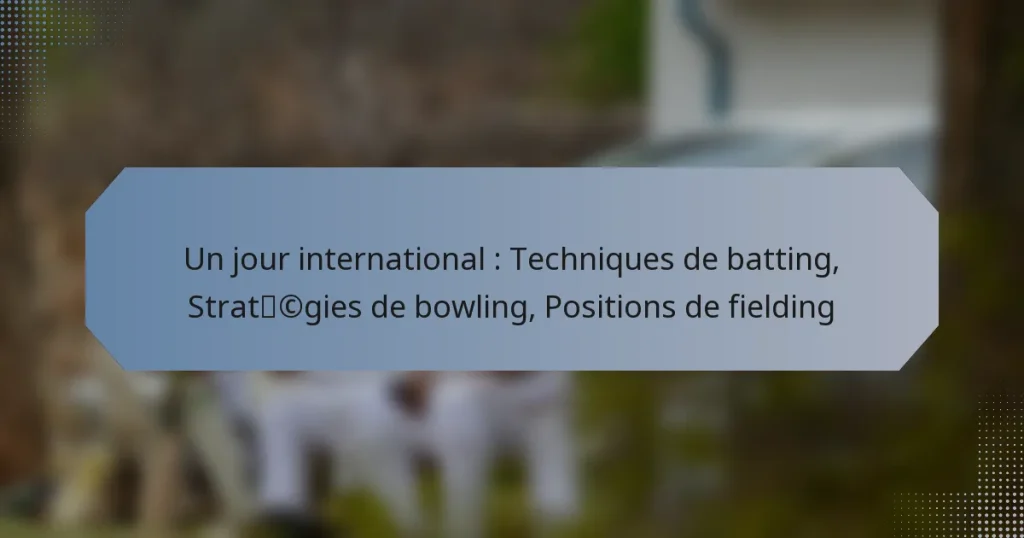 Un jour international : Techniques de batting, Stratégies de bowling, Positions de fielding
