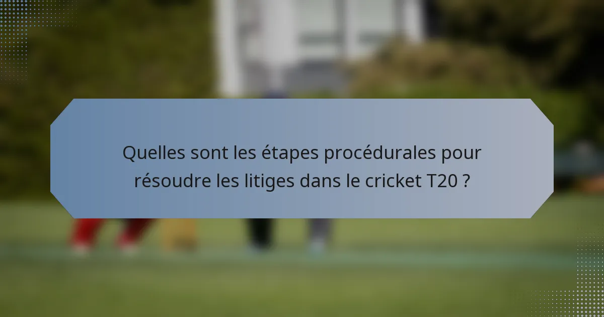 Quelles sont les étapes procédurales pour résoudre les litiges dans le cricket T20 ?