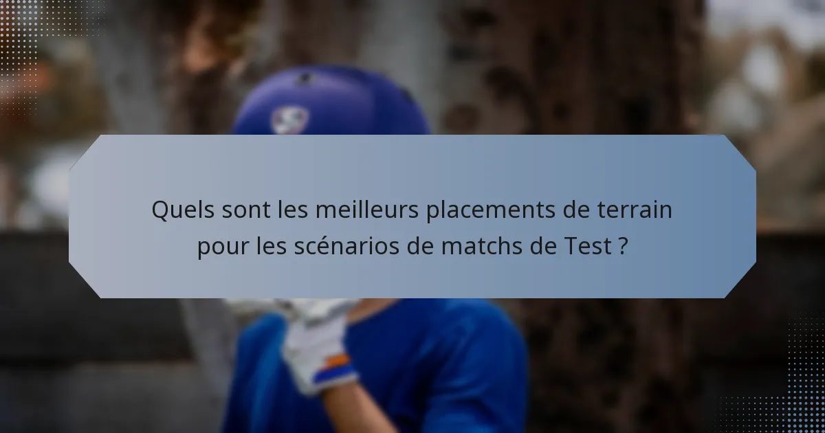 Quels sont les meilleurs placements de terrain pour les scénarios de matchs de Test ?