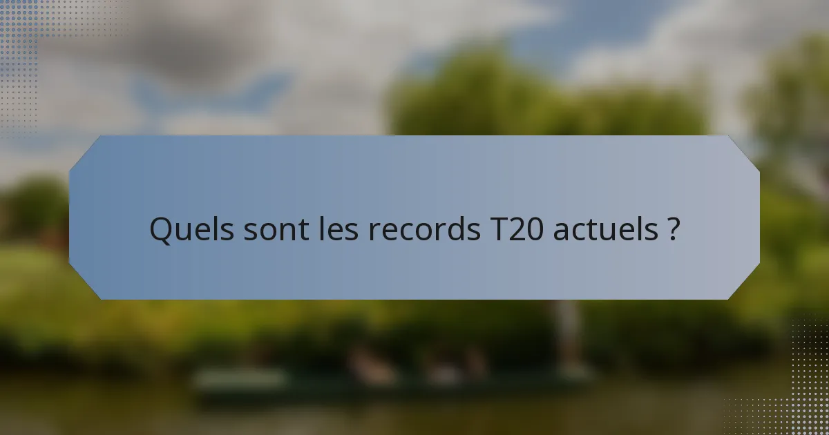 Quels sont les records T20 actuels ?